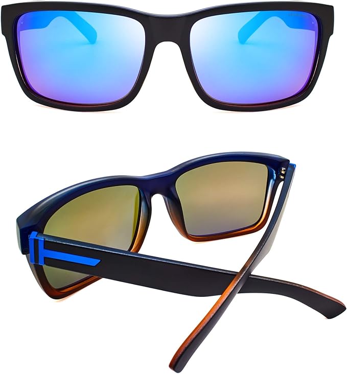 LECKIRUT Vintage Polarized Sunglasses for Men Women Retro Oversized Square Mirror Sun Glasses