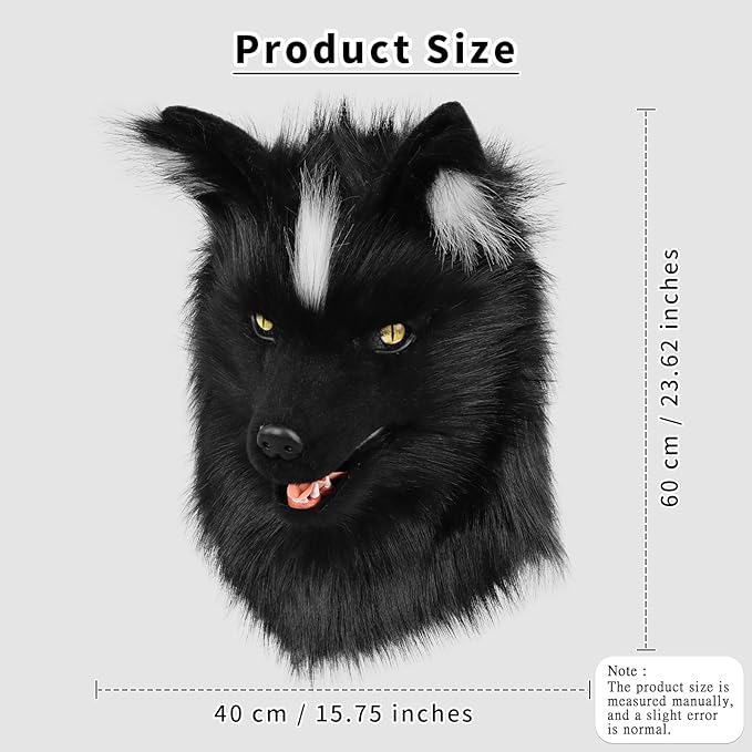 Animal Wolf Mask Cosplay Costume Accessories Furry Faux Fur Dog Fox Full Head Therian Masks Anime Dress up Party