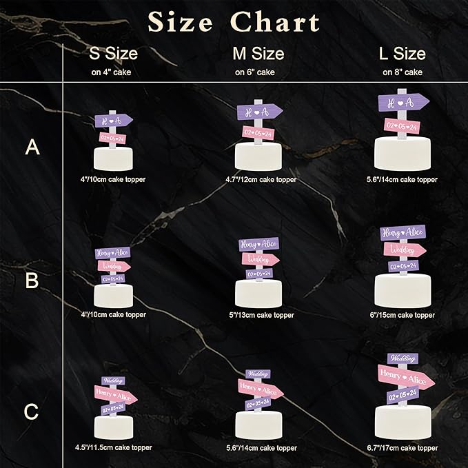 Personalized Rustic Wedding Cake Topper in Wood Custom Bride & Groom Names Initials Wedding Date Cake Decoration (Lavender)