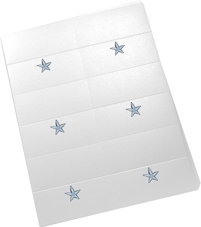Starfish Printable Place Cards, Set of 150 (25 Sheets), Laser & Inkjet Printers - Wedding, Party, Dinner, and Special Events - Made in the USA