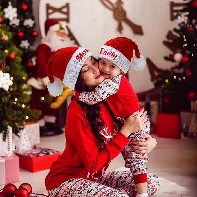 Ulico Custom Christmas Hat, Personalized Santa Hat Embroidered with Name for Kids Adults，Xmas Holiday Christmas New Year