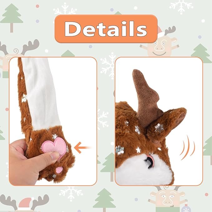 Plush Ear Moving Jumping Hat,Cute Fluffy Cap, Soft Warm HeadWear
