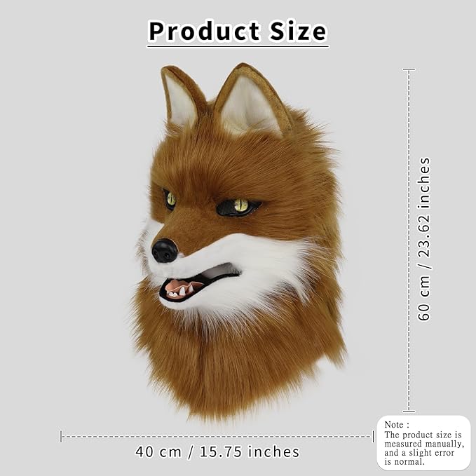 Animal Wolf Mask Cosplay Costume Accessories Furry Faux Fur Dog Fox Full Head Therian Masks Anime Dress up Party