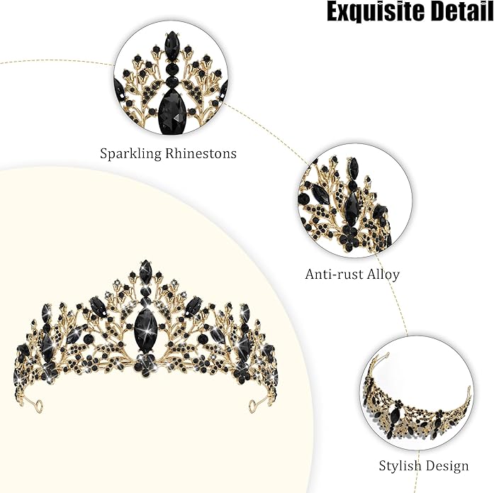 TAROSE Crowns for Women and Girls, Queen Crystal Gold Silver Tiaras with White Rhinestone and Combs, Goddess Crown for Wedding Bride Birthday Princess Bridal Shower Hair Accessories for Women