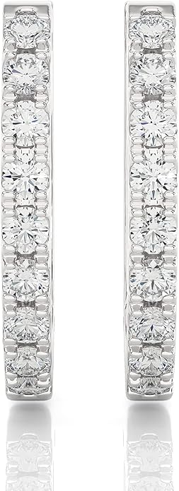 1/5 to 3/4 Carat Diamond Huggie Hoop Earrings for Women in 14k White or Yellow Gold (F-G, SI2-I1, cttw) with Hinge and Notched Post by Privosa Fine Jewelry
