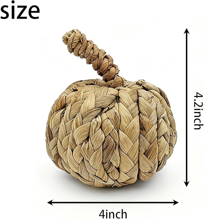 2Pcs of 4Inch Reed Autumn Harvest Small Pumpkins,Serving as Fall Decorations for Thanksgiving & Halloween,are Suitable as Decorative Pumpkins for Table Centerpieces