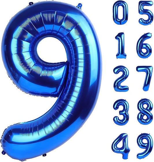 Large Foil Navy Blue Number 9 Balloon 40 Inch, Mylar 9th Number 9 Birthday Balloons, 9 19 29 39 59 99 Blue Party Decorations, Giant 9 Engagement Graduations Anniversary Party Supplies