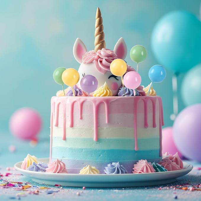 Sieral 40 Pcs Mini Balloon Cake Toppers Colorful Rainbow Topper Round Clay Balls Cupcake Toppers for Birthday Baby Shower Wedding Party Decorations (Pastel Rainbow,Foam)