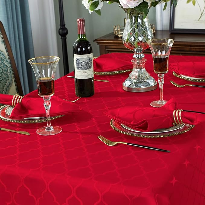 SASTYBALE Rectangular Jacquard Cloth Napkins Square 20 x 20 Inch Set of 4, Flower Pattern Polyester Napkin Spill Proof Wrinkle Resistant Dust-Proof Napkin for Kitchen Dining Tabletop (Red)