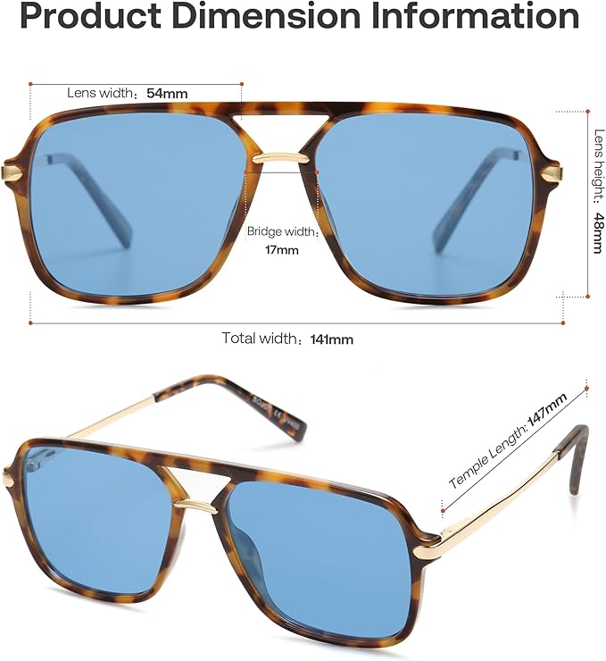 SOJOS Sunglasses for Women & Men, Square, Retro, Polarized Lens, Trendy Aviator, 90s Shades