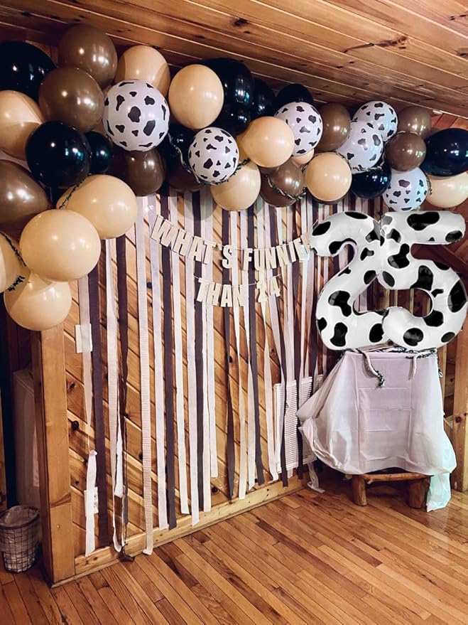 Cow Print Number Balloon Birthday Decorations, 40 inch Number balloon 0-9(Zero-Nine), Cow Balloon for Farm Birthday Party Supplies, Cow Themed birthday party Decorations (Number 5)