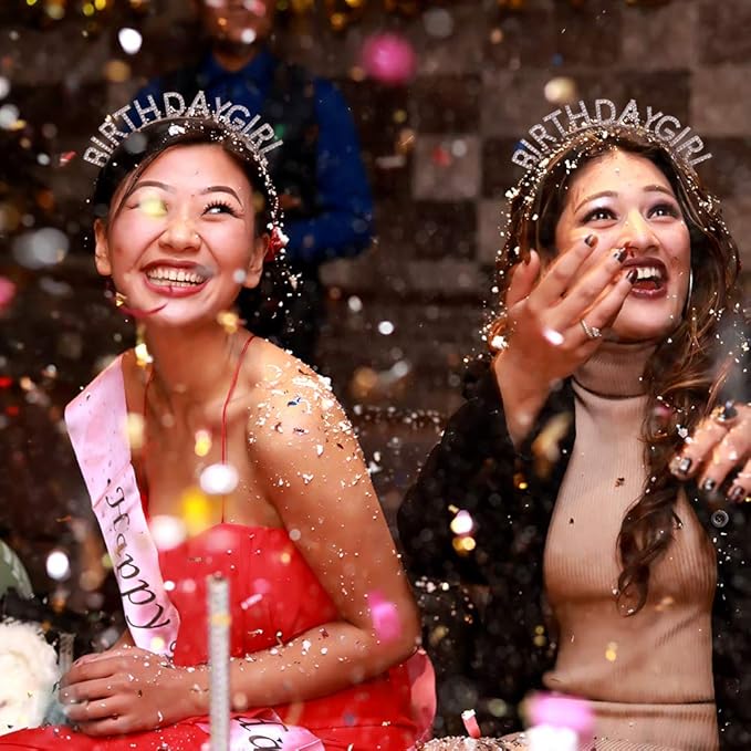 AOPRIE Birthday Girl Headband Tiara for Women & Girls - Happy Birthday Princess Crown Rhinestone Accessory, Rose Gold