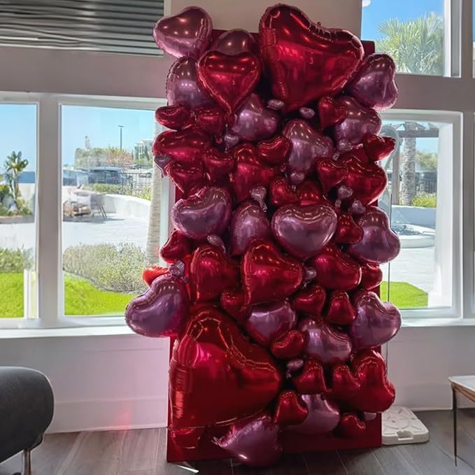 Pink Red Heart Balloons, 18 Inch Light Heart Foil Shape Balloon, 12PCS Pearl Red Pink Helium Foil Love Balloon for Birthday Bridal Shower Engagement Wedding Valentine Party Decorations