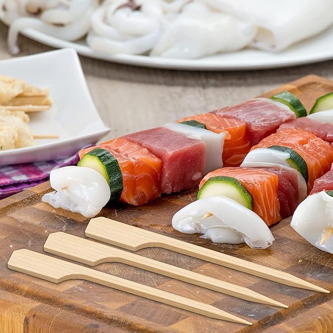 3.5 Inch Bamboo Skewers,1000 PCS Toothpicks for Appetizers,Wide Flat Paddle Bamboo Wood Picks for Cocktail, Fruit, BBQ, Sandwich, Marshmallow, Drink, Yakitori Chicken, Fondue, Roasting.