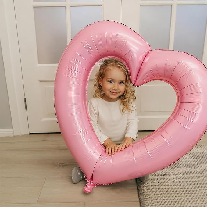 Pink Heart Balloons,3Pcs 40Inch Large Hollow Out Heart foil Balloon for Valentine's Day Birthday Wedding Baby Shower Anniversary Party Decorations