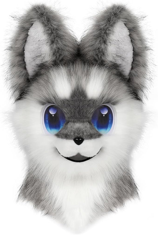 Animal Full Head Dog Mask Fursuit Therian Plush Realistic Masks for Party Halloween Cosplay Costume Accessory