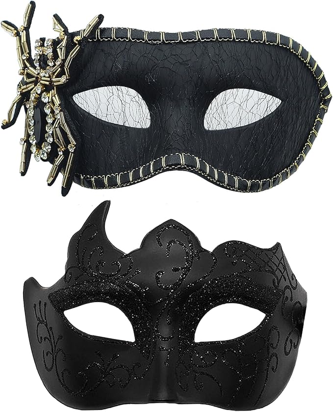 Couple Masquerade Mask for Women Men Shiny Venetian Mask Halloween Mask for Party Prom Ball Costume Lace Masks