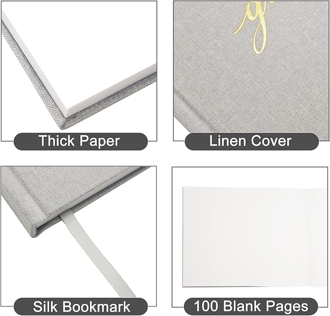 Personalized Wedding Guest Book-for Wedding Reception and Various Celebrations Including Birthday Parties, Anniversaries, Baby Showers-100 Blank Pages for Guest Signatures and Photo Displays (Gray)