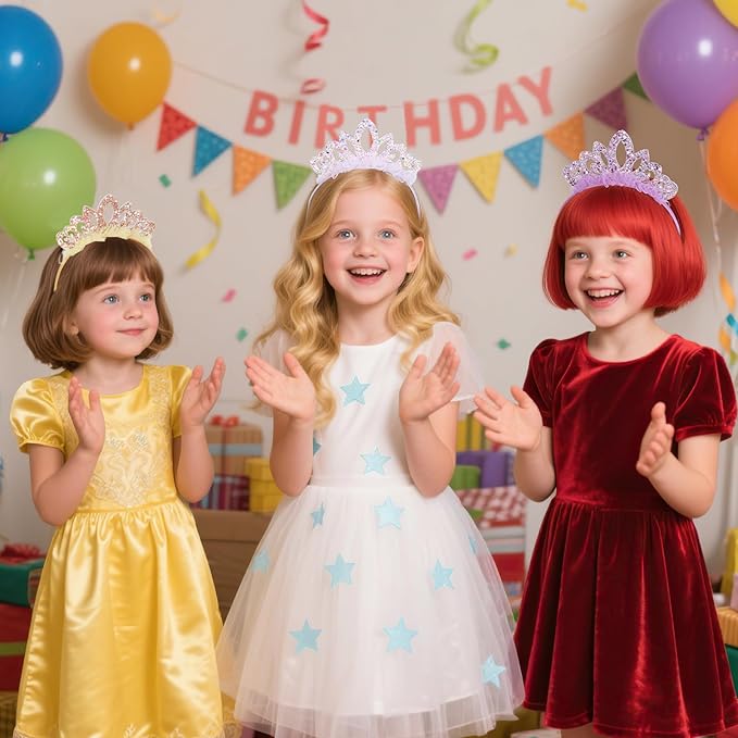 Birthday crown，8 Pack Princess Crown Headband, Glitter Sequin Crown Headband, Shiny Tiaras and Crowns Hair Accessories for Birthday Party, Proms, Gifts