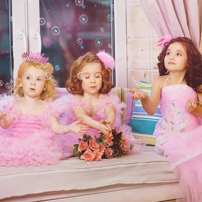 VELSCRUN 2nd 3rd 4-9th Birthday Princess Headband Pink Tiara Crown for Girls It's My Birthday Sash Party Decorations Gifts