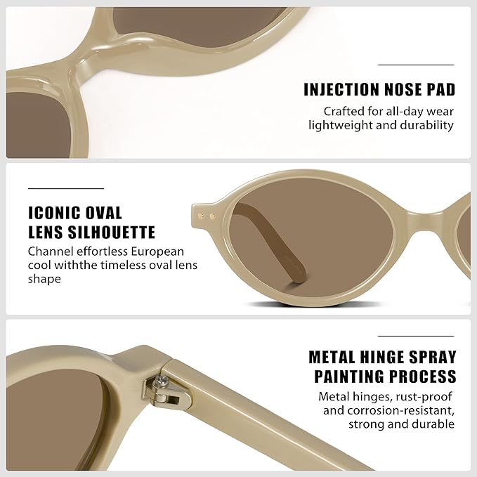 GRFISIA Retro Oval Sunglasses Womens Small Trendy Sun Glasses Sunnies UV400 Protection
