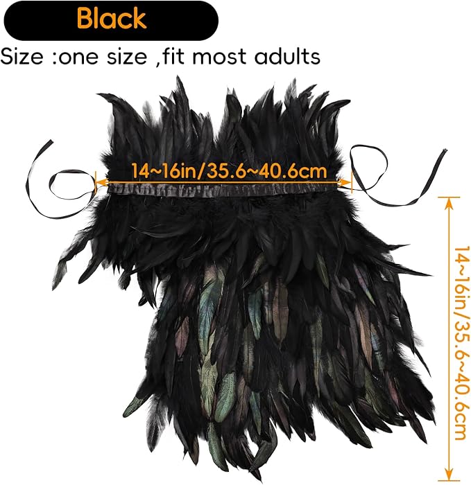 Gothic Natural Feather Shrug Feather Shawl Wrap Cape Victorian Collar for Halloween Cosplay Party Costume Accessories
