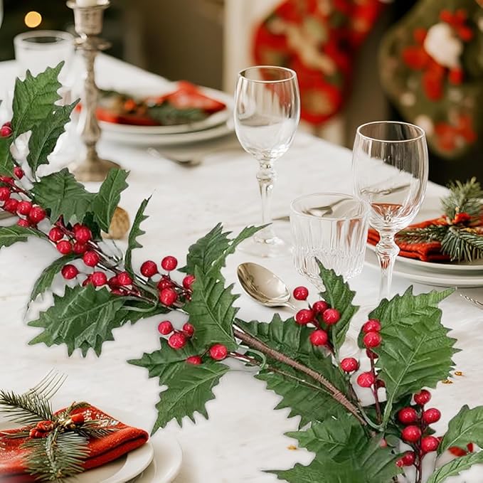 72inch Christams Garland for Front Door,Artificial Green Leaves Paired with Berries for Door Wall Window Fireplace Party Decor