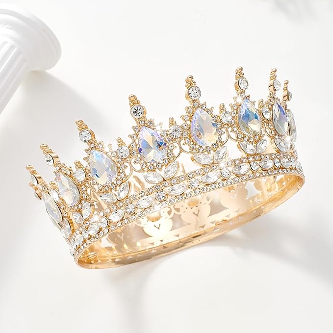 Queen Crown Rhinestone Wedding Crowns and Tiaras for Women Costume Party Hair Accessories Princess Birthday Crown Crystal Bridal Crown (KC Gold & Moonlight Crown)