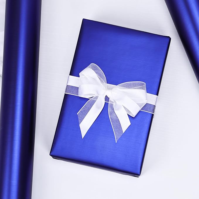 NESCCI Matte Metal Blue Wrapping Paper, Solid Color Paper,Gift Wrapping Paper,Perfect for Wedding,Valentine's Day,Birthday, Christmas,Baby Shower,DIY Bouquet (17.5 Inches X 32.8 Feet)
