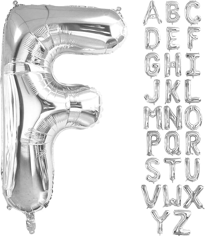 Lovoir 40 Inch Large Silver Letter F Balloons Big Size Jumbo Mylar Foil Helium Balloon for Birthday Party Celebration Decorations Alphabet Silver F