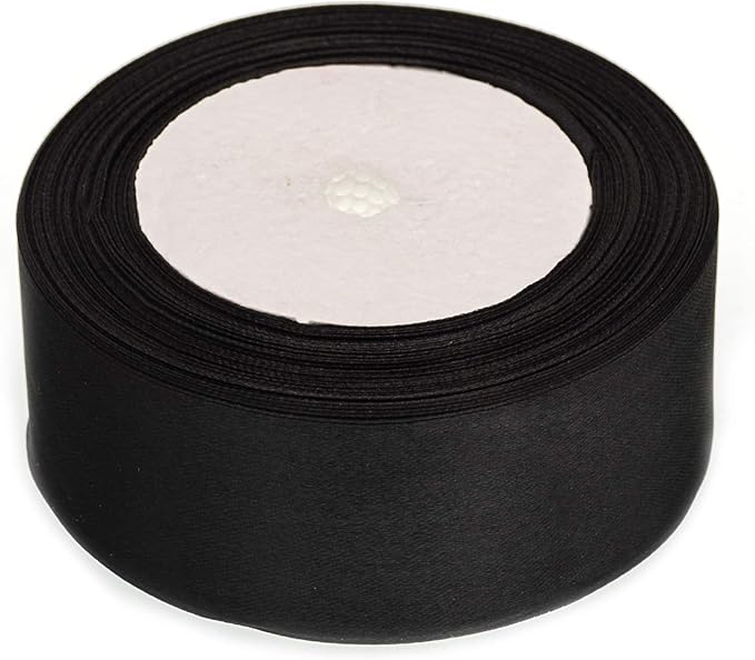 ATRBB 25 Yards 1-1/2 inch Wide Satin Ribbon Perfect for Wedding,Handmade Bows and Gift Wrapping(Black)