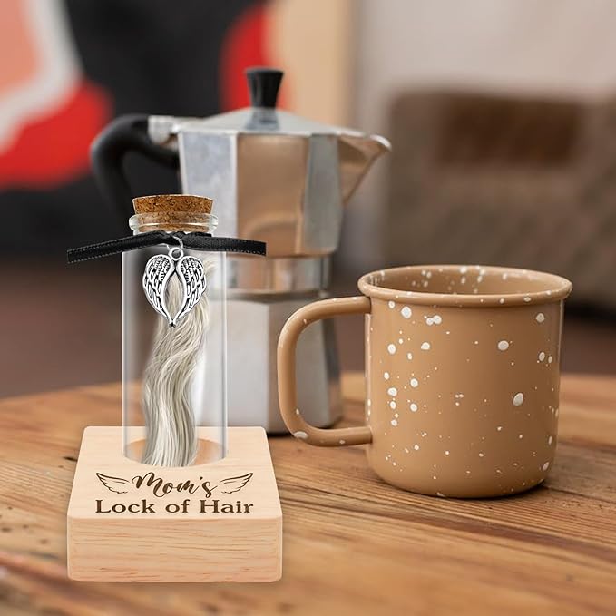 Personalized Loss of Loved One Photo Frame Memorial，Custom lock of Hair Keepsake Jar,Remembrance，Bereavement,Sympathy Gift for Lost Mom, Dad， Friends, Sisters, Grandparents(mom)