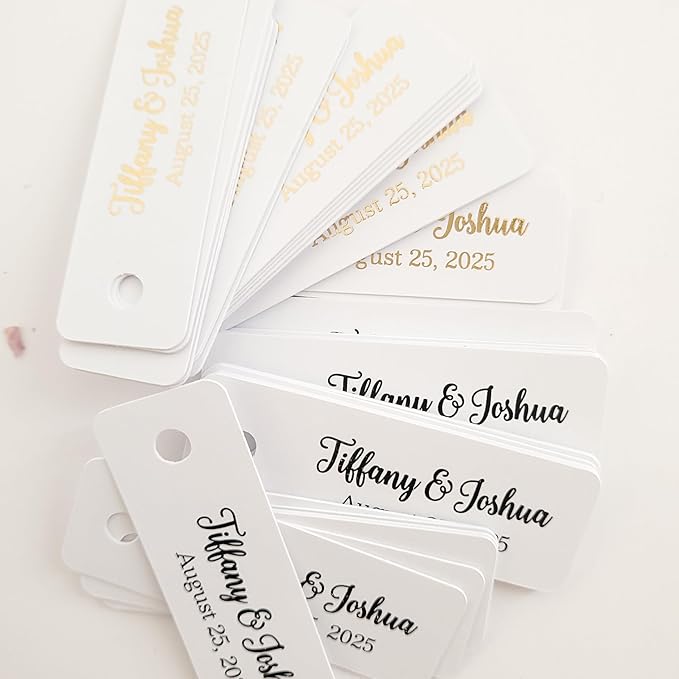 100 pcs Custom Wedding Favor Gift Tags, Extra Small Personalized Thank You Tags for Weddings, Birthdays, Bridal Shower, Baby Shower, Party Decorations