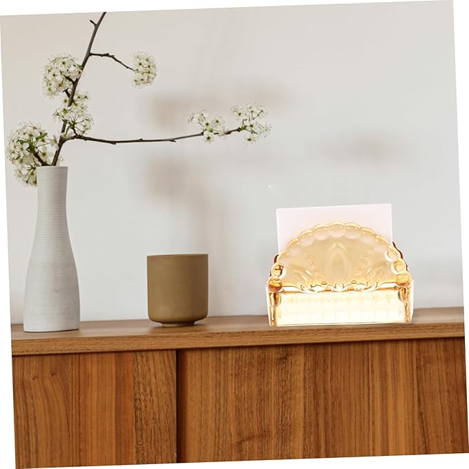 Vintage Amber Glass Napkin Holder Paper Tissue Dispenser for Tabletop Storage Upright Servilleteros for Parties Restaurants Cafes and Home Use