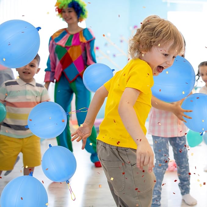 24 Pcs Blue Punch Balloons Bounce with Rubber Band Handle Punching Balloon Heavy Duty for Birthday party favors, Kids (Blue)