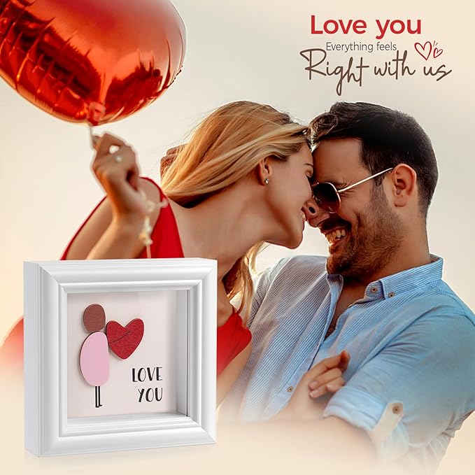 LukieJac Valentine's Day Gifts Shadow Box Frame - I Love You Gifts Decoration for Boyfriend, Him, Husband for Anniversary, Birthday, Christmas