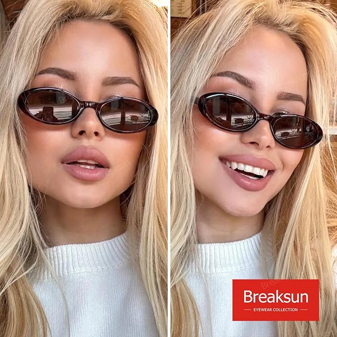 Retro Oval Sunglasses for Women Men Fashion Small Oval Sunglasses 90s Vintage Shades