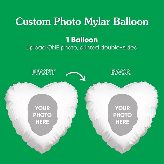 Big Dot of Happiness Personalized Fun Face Photo Heart Balloons, Custom Birthday Balloons, Anniversary Party Decorations, Baby Shower, Bachelorette Party, Double-Sided Mylar Balloon, 1 Piece