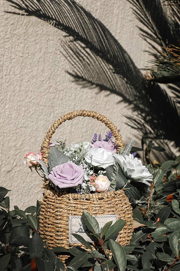 Floroom Artificial Flowers 25pcs Real Looking Lilac Foam Fake Roses with Stems for DIY Wedding Bouquets Bridal Shower Centerpieces Floral Arrangements Party Tables Home Decorations