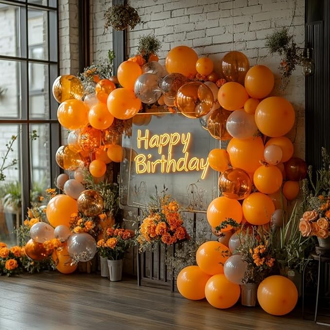 Orange Balloons 125 pcs Different Sizes 18 12 10 5 Inch Matte Autumn Balloon Arch Kit Garland for Birthday Party Baby Shower Thanksgiving Halloween Little Cutie Party Decorations