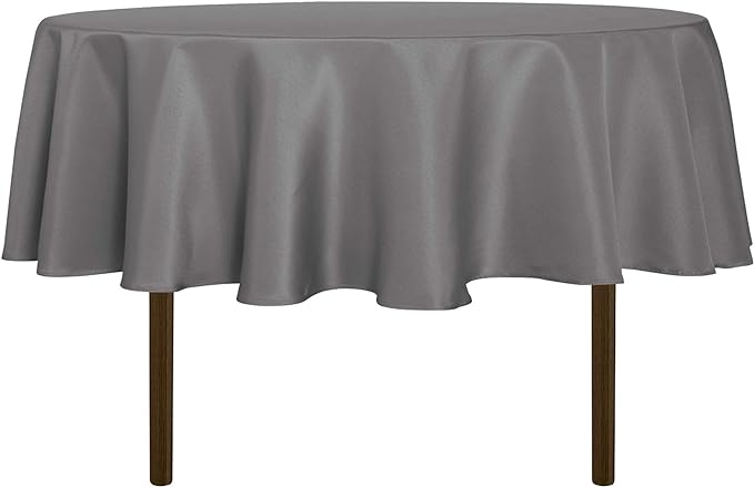 sancua Round Tablecloth - 60 Inch - Water Resistant Spill Proof Washable Polyester Table Cloth Decorative Fabric Table Cover for Dining, Buffet Parties and Camping, Light Grey(Fits 20-48 Inch Tables)