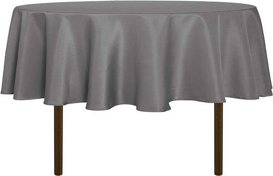 sancua Round Tablecloth - 60 Inch - Water Resistant Spill Proof Washable Polyester Table Cloth Decorative Fabric Table Cover for Dining, Buffet Parties and Camping, Light Grey(Fits 20-48 Inch Tables)