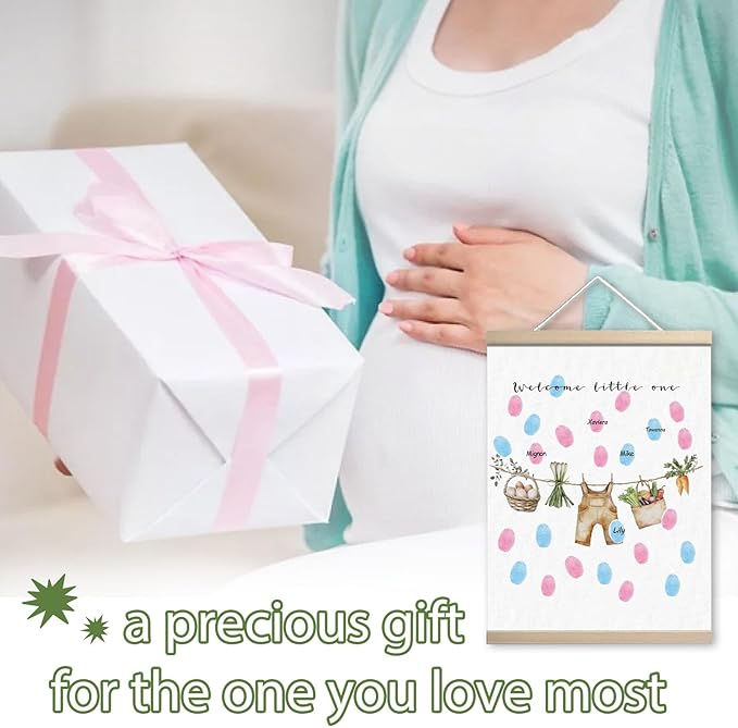Locally Grown Baby Shower Decoration, Gender Reveal Party Decorations Gifts Ideas, Baby Shower Party Supplies, Thumbprint Hanging Paintings(12x15in)