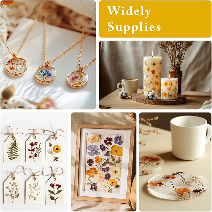 DALARAN 100Pcs Dried Pressed Flowers for Resin Molds Real Pressed Flowers Dry Leaves Kit for Art Crafts Resin Jewelry Making Scrapbook Supplies Card Making Soap Candle DIY
