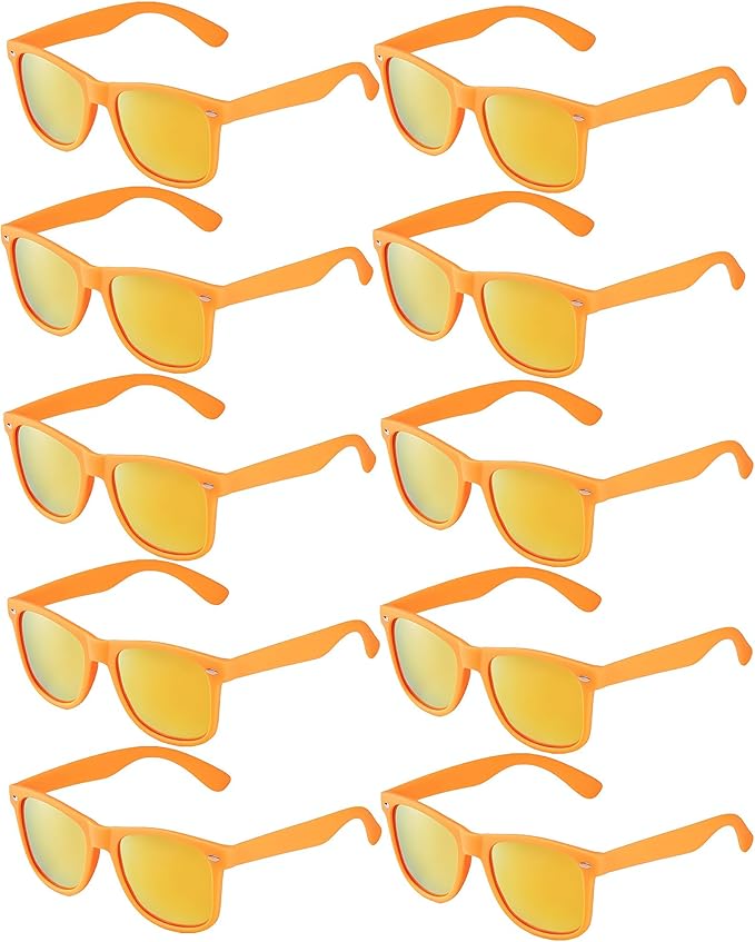 Fsmiling Orange Sunglasses Bulk Adult Party Sunglasses 80s Sunglasses Pack for Men Women Halloween Party Favors-10Pack