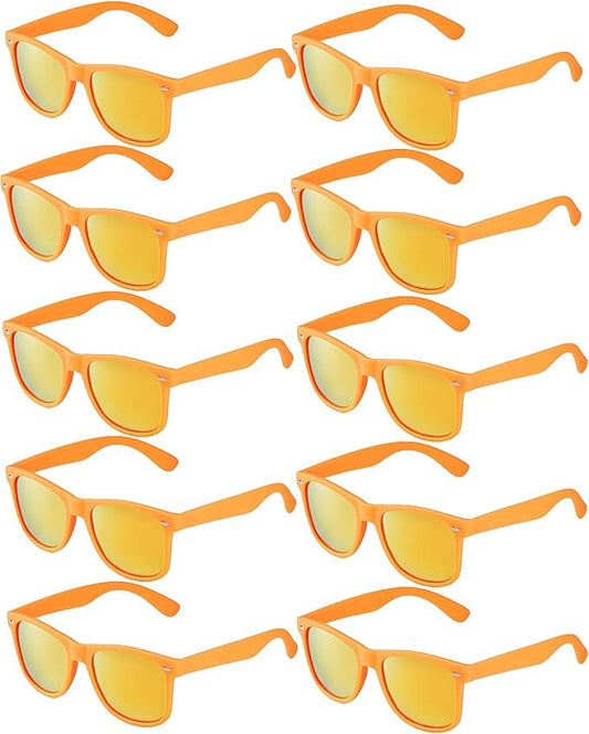 Fsmiling Orange Sunglasses Bulk Adult Party Sunglasses 80s Sunglasses Pack for Men Women Halloween Party Favors-10Pack