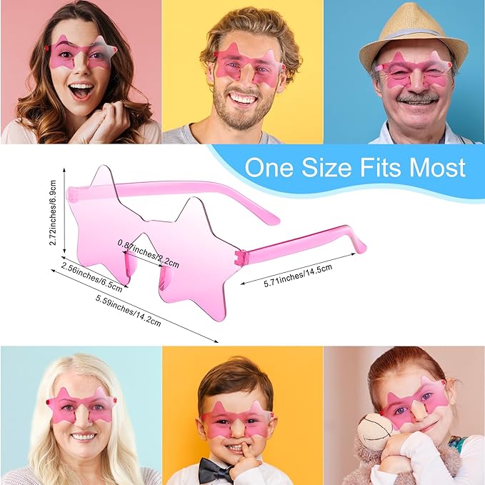 Morcheiong 10/20/30/40 Pack Star Sunglasses Colorful Rimless Sunglasses, Cool Pool Wedding Party Favor Pentagram Glasses