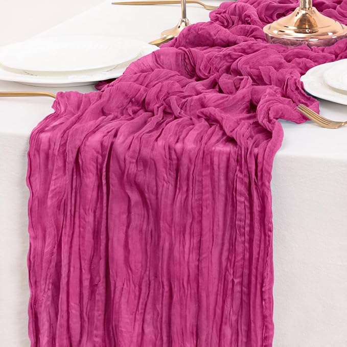 Fuschia Table Runner Cheesecloth Table Runner 14FT Farmhouse Table Runners 160 Inches Fall Table Decor Dining Room Centerpiece Wedding Boho Baby Shower Birthday