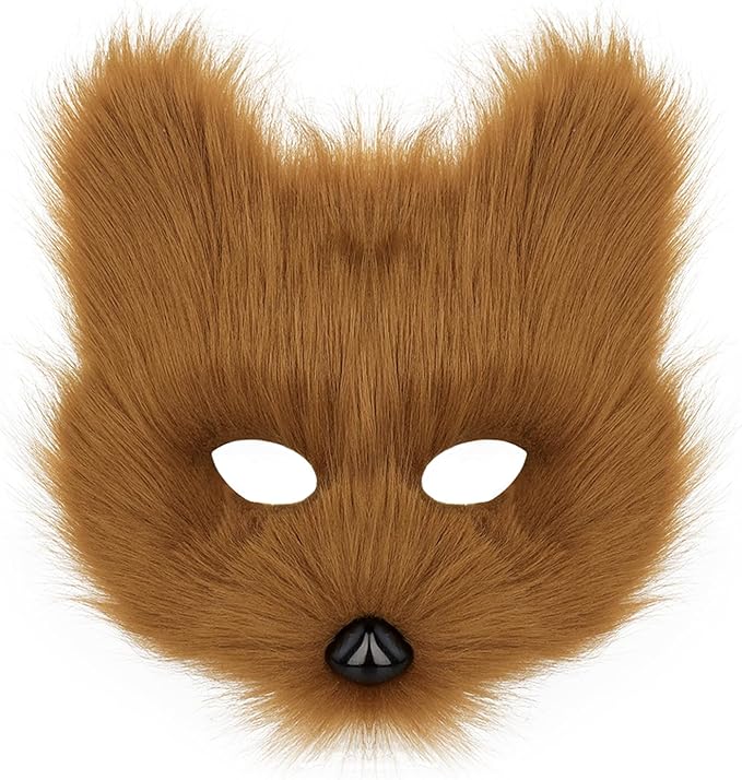 Animal Fox Wolf Mask Halloween Party Cosplay Costumes Props Plush Cat Half Face Masks Carnival Christmas Masquerade