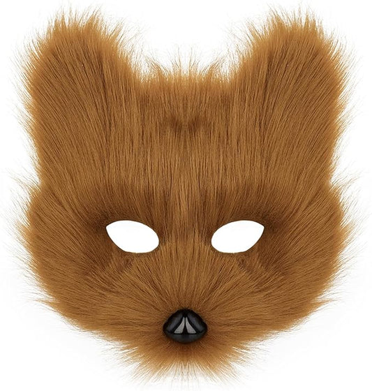 Animal Fox Wolf Mask Halloween Party Cosplay Costumes Props Plush Cat Half Face Masks Carnival Christmas Masquerade